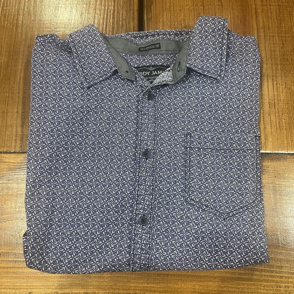 Cody James Shirt Men's XL Button Up‎ Short Sleeve Western Traditional Fit Purple